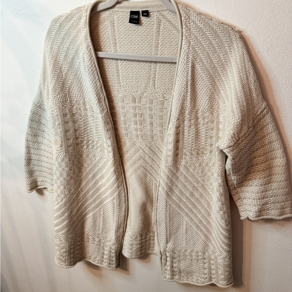 Simons Icône Cotton Textured Cardigan Boho Open Knit - Picture 4 of 6